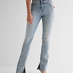 Mid Rise Light Wash Horsebit Skyscraper Jeans